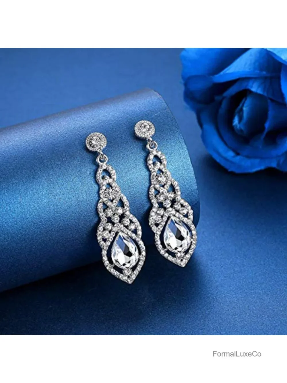 Silver Plated Crystal Chandelier Dangle Earrings Drop Jewelry